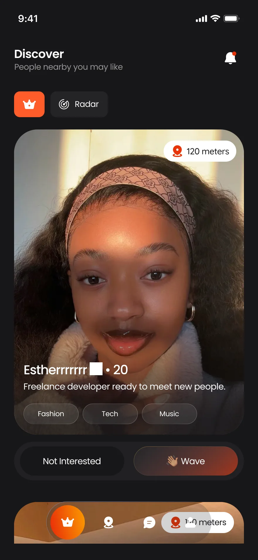 Discover feed: someone nearby you can wave at