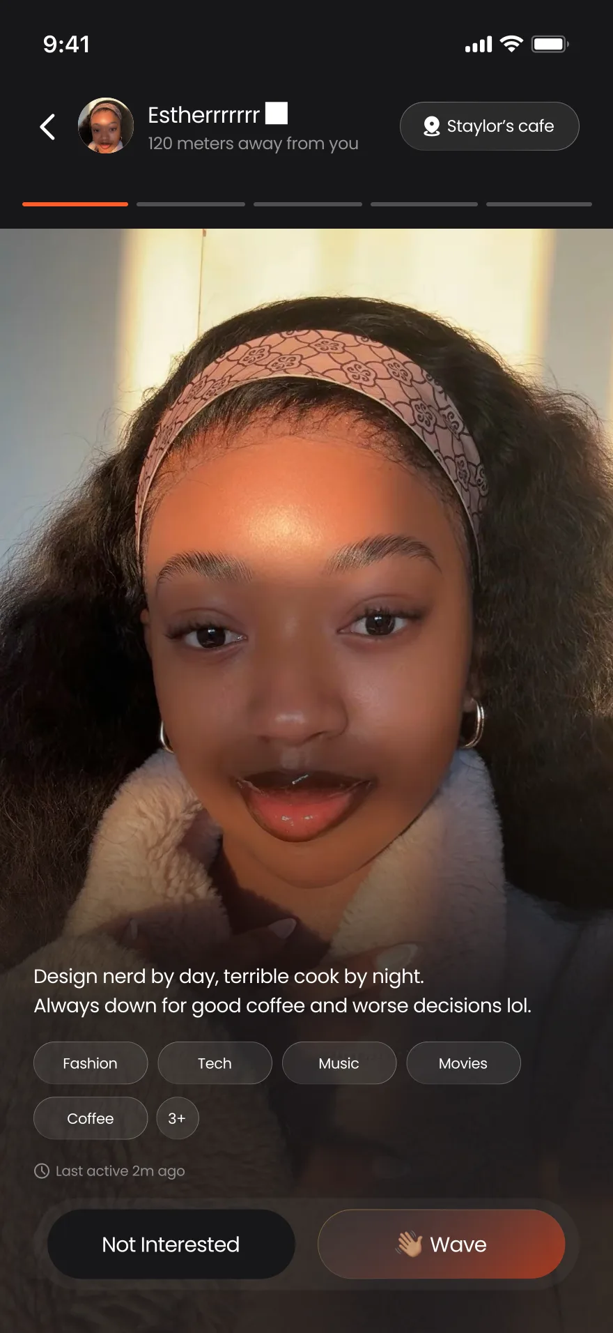 A person's profile with a Wave button