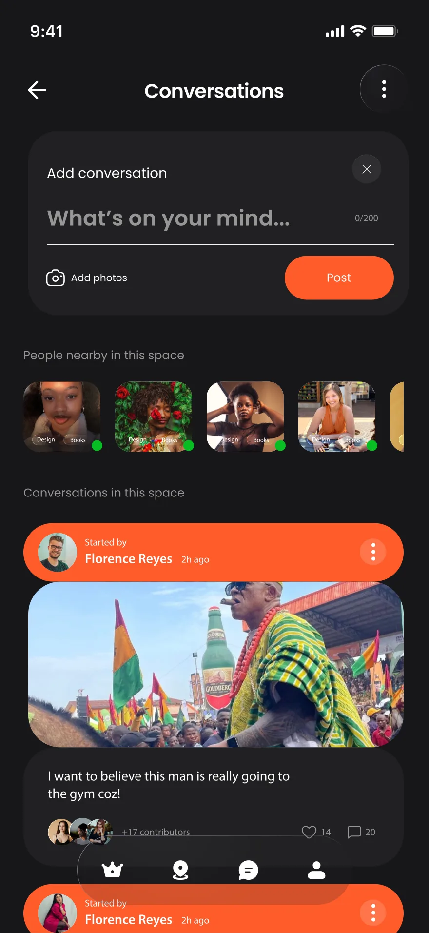 An open conversation in a space